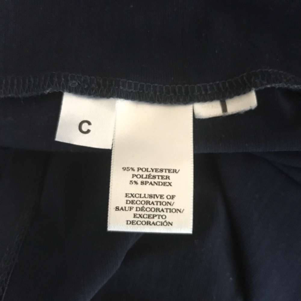 LOFT navy top black faux leather trim petite M - Picture 8 of 8